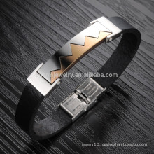 2015 new style men's fashion personality titanium stainless steel men's bracelet leather bracelet PH853